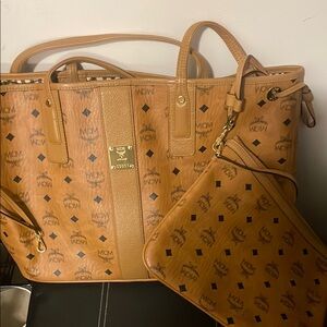 MCM Tan Leather Tote Bag